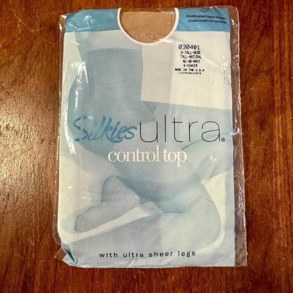 Silkies Ultra Control Top Pantyhose X-Tall Nude Sheer USA New Vintage